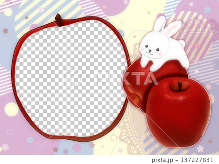 Cute photo frame with apples and rabbits 137227831