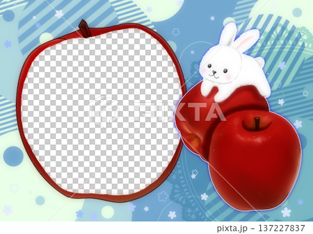 Cute photo frame with apples and rabbits 137227837