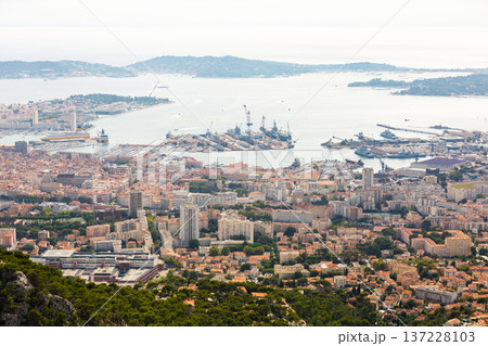 Aerial view of french city Toulon 137228103