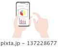 光熱費の使用状況のグラフをスマホで確認する手のイラスト 137228677