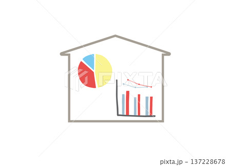 家庭の光熱費の使用状況をグラフで表しているイメージイラスト 137228678