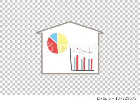家庭の光熱費の使用状況をグラフで表しているイメージイラスト 137228678