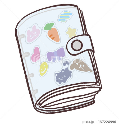 パンパンに膨らんだシール帳のイラスト 137228996