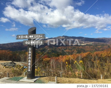 秋の紅葉に染まるひるがの高原 137230181