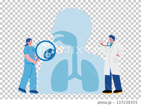 病気の症状を診察する医療従事者のイラスト 病気の症状を診察する医療従事者のイラスト 137230355