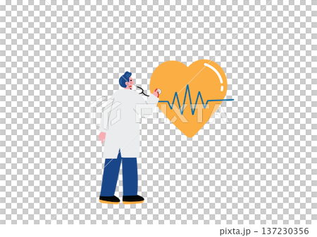 Male doctor checking heartbeat Male doctor checking heartbeat 137230356