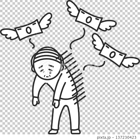 老後破産をするシニア男性のイラスト 線画のみ 老後破産をするシニア男性のイラスト 線画のみ 137230423