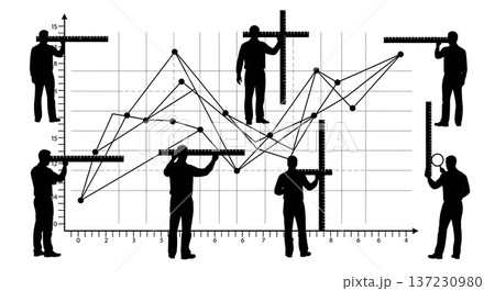Black Solid Analyst Ruler Chart Silhouettes Set of Six on White Background Black Solid Analyst Ruler Chart Silhouettes Set of Six on White Background 137230980