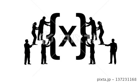 Black Solid Analyst Brackets Symbol Silhouettes Set of Six on White Background Black Solid Analyst Brackets Symbol Silhouettes Set of Six on White Background 137231168
