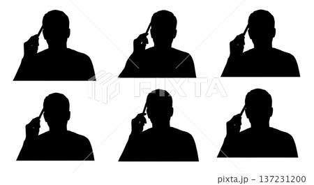 Black Solid Developer Holding Stylus Silhouettes Set of Six on White Background 137231200