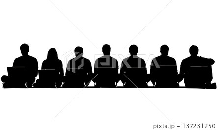 Black Solid Developer Floor Wall Lean Silhouettes Set of Six on White Background Black Solid Developer Floor Wall Lean Silhouettes Set of Six on White Background 137231250
