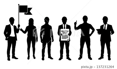Black Solid Developer Flag Icon Silhouettes Set of Six on White Background 137231264