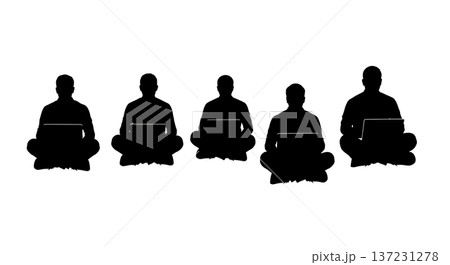 Black Solid Developer Floor Cross Legs Silhouettes Set of Six on White Background Black Solid Developer Floor Cross Legs Silhouettes Set of Six on White Background 137231278