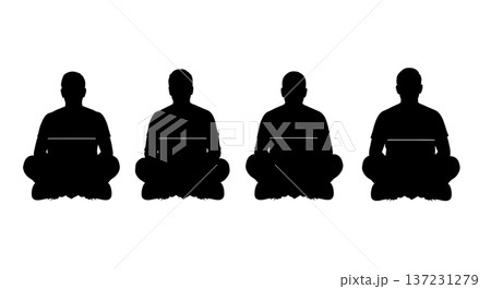 Black Solid Developer Floor Cross Legs Silhouettes Set of Six on White Background 137231279