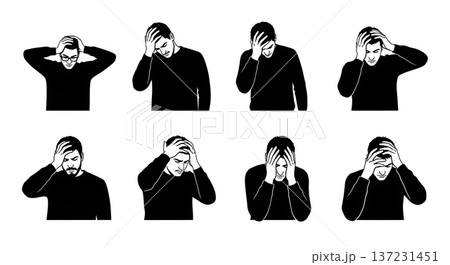 Black Solid Developer Facepalm Bug Silhouettes Set of Six on White Background Black Solid Developer Facepalm Bug Silhouettes Set of Six on White Background 137231451