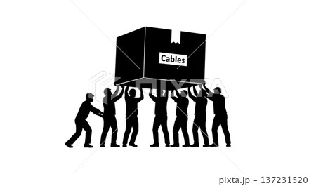 Black Solid Developer Box Cables Silhouettes Set of Six on White Background Black Solid Developer Box Cables Silhouettes Set of Six on White Background 137231520