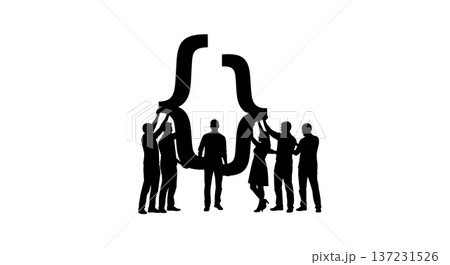 Black Solid Developer Bracket Symbol Silhouettes Set of Six on White Background 137231526