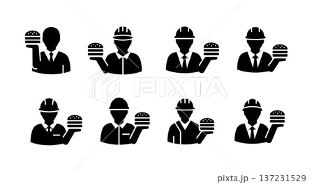 Black Solid Developer Burger Menu Silhouettes Set of Six on White Background Black Solid Developer Burger Menu Silhouettes Set of Six on White Background 137231529
