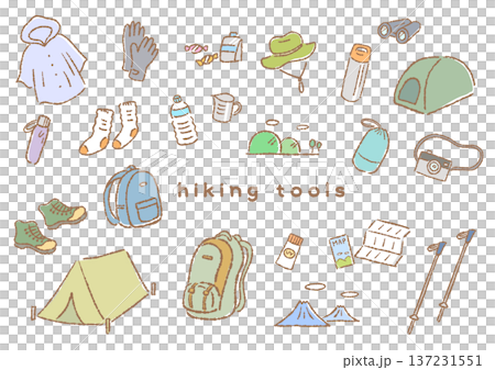 健行裝備手繪插圖集 137231551