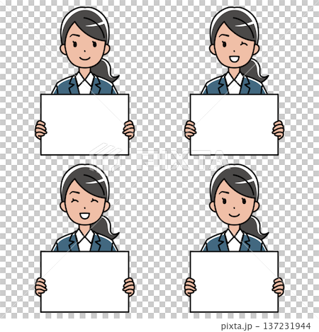 圖：一位身穿西裝的東南亞女性，手持人字拖 137231944