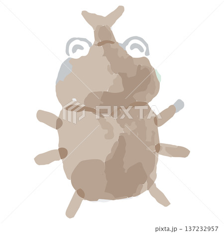 幼稚園・保育園向け 8月のやさしい水彩挿絵イラストシリーズ｜笑顔のカブトムシ 137232957