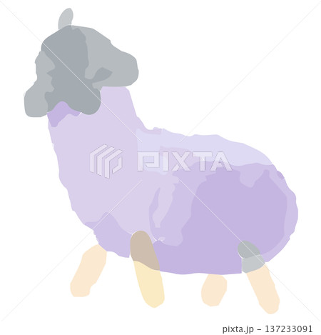 幼稚園・保育園向け 8月のやさしい水彩挿絵イラストシリーズ｜なすの牛（精霊牛） 137233091