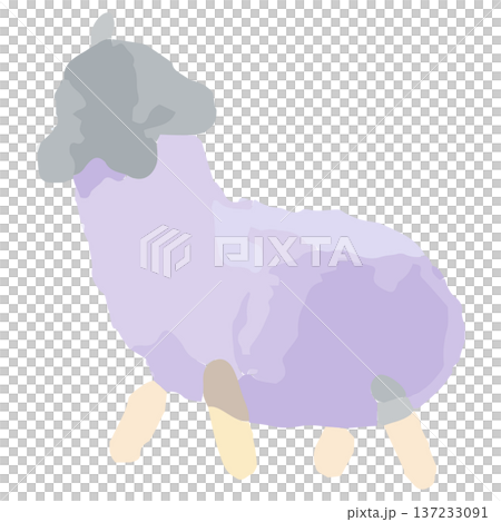 幼稚園・保育園向け 8月のやさしい水彩挿絵イラストシリーズ｜なすの牛（精霊牛） 137233091