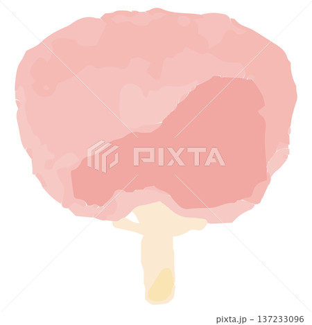 幼稚園・保育園向け 8月のやさしい水彩挿絵イラストシリーズ｜うちわ(赤) 137233096