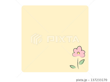 一輪の花が描かれたシンプルなメッセージカード・かわいらしい花のワンポイントがあるコピースペース 一輪の花が描かれたシンプルなメッセージカード・かわいらしい花のワンポイントがあるコピースペース 137233170