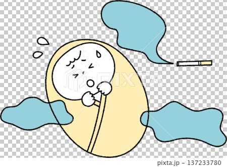 Baby suffering from cigarette smoke Monochrome 137233780