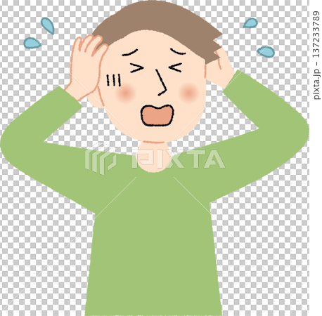 Young man in trouble holding his head Young man in trouble holding his head 137233789