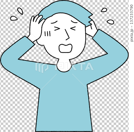 A young man in trouble holding his head, monochromatic A young man in trouble holding his head, monochromatic 137233790