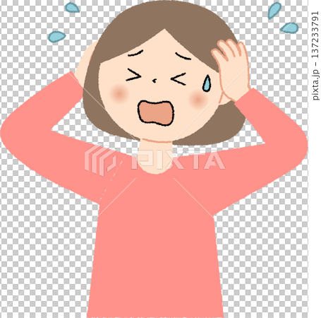 Young woman in trouble holding her head Young woman in trouble holding her head 137233791