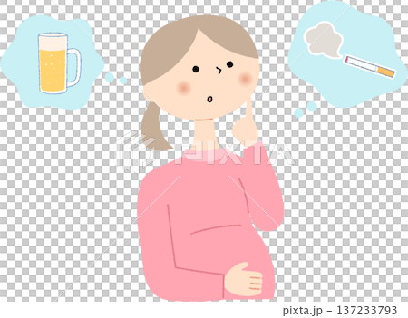 孕婦考慮飲酒和吸煙 孕婦考慮飲酒和吸煙 137233793