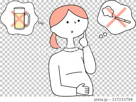 孕婦考慮飲酒和吸煙 黑白 137233794