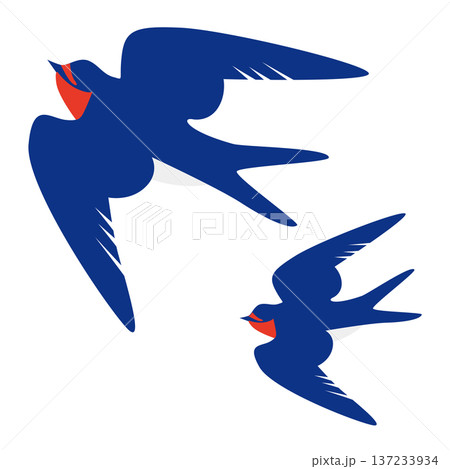 ツバメ2羽のかわいいイラスト 137233934