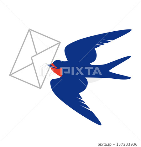 手紙を運ぶツバメのかわいいイラスト 137233936