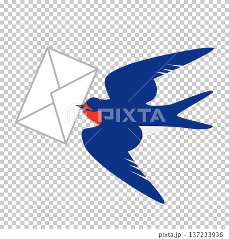 手紙を運ぶツバメのかわいいイラスト 137233936