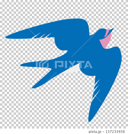 青いツバメのかわいいイラスト 137233938