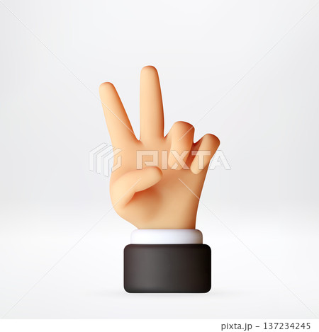 3D Hand gesturing victory or peace sign. 3D Hand gesturing victory or peace sign. 137234245