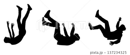 Man in falling silhouette, people falling down, sinking into depression, mental health disorder 137234325