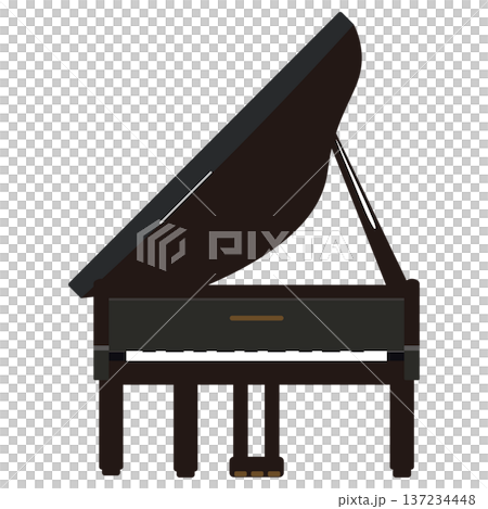 從鍵盤側看到的三角鋼琴插圖 137234448