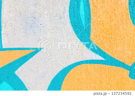 Abstract Urban Graffiti in Blue, White, Orange with Street Art Style and 90s, Y2K Influence Abstract Urban Graffiti in Blue, White, Orange with Street Art Style and 90s, Y2K Influence 137234592