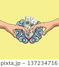 hands open brains filled with money vector illustration element design template 137234716
