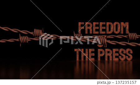 Freedom of the Press Restricted by Barbed Wire Concept 3d render. 137235157