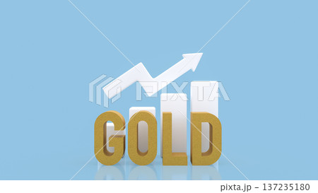 Gold Investment Growth Concept with Rising Arrow Chart 3d render. 137235180