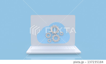 Cloud Computing Technology Concept on Laptop Screen 3d render. Cloud Computing Technology Concept on Laptop Screen 3d render. 137235184