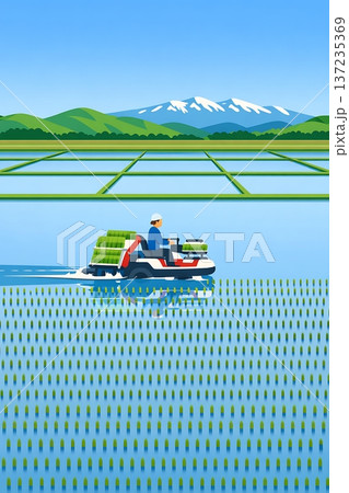 田植えの風景 137235369