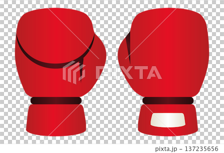 拳擊手套插圖素材，拳擊是一項武術運動，採用紅白漸層設計。 137235656