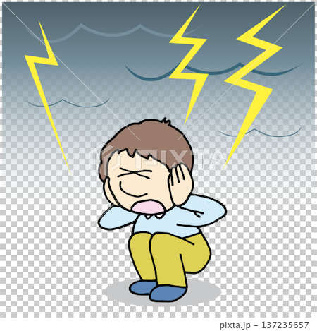 People who are scared by the thunderstorm People who are scared by the thunderstorm 137235657